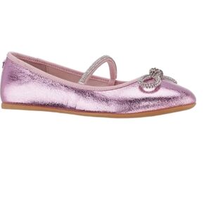 NEW /Nina Kids Kendalla Ballet Flat Light Pink Crackled Metallic Big Kid..Size 6